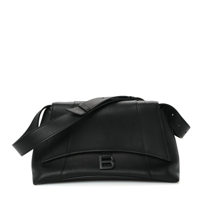 Balenciaga Grained Calfskin Monochrome M Downtown Shoulder Bag Black 1 of 10