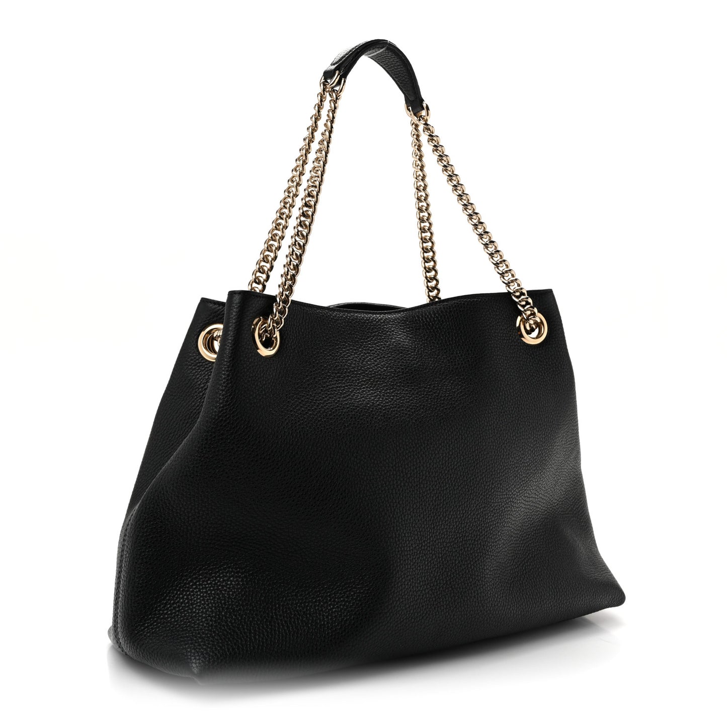 Pebbled Calfskin Medium Soho Chain Shoulder Bag Black