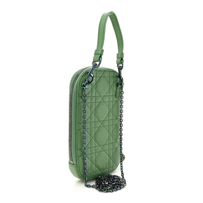 Christian Dior Lambskin Cannage Lady Dior Phone Holder Green 2 of 9