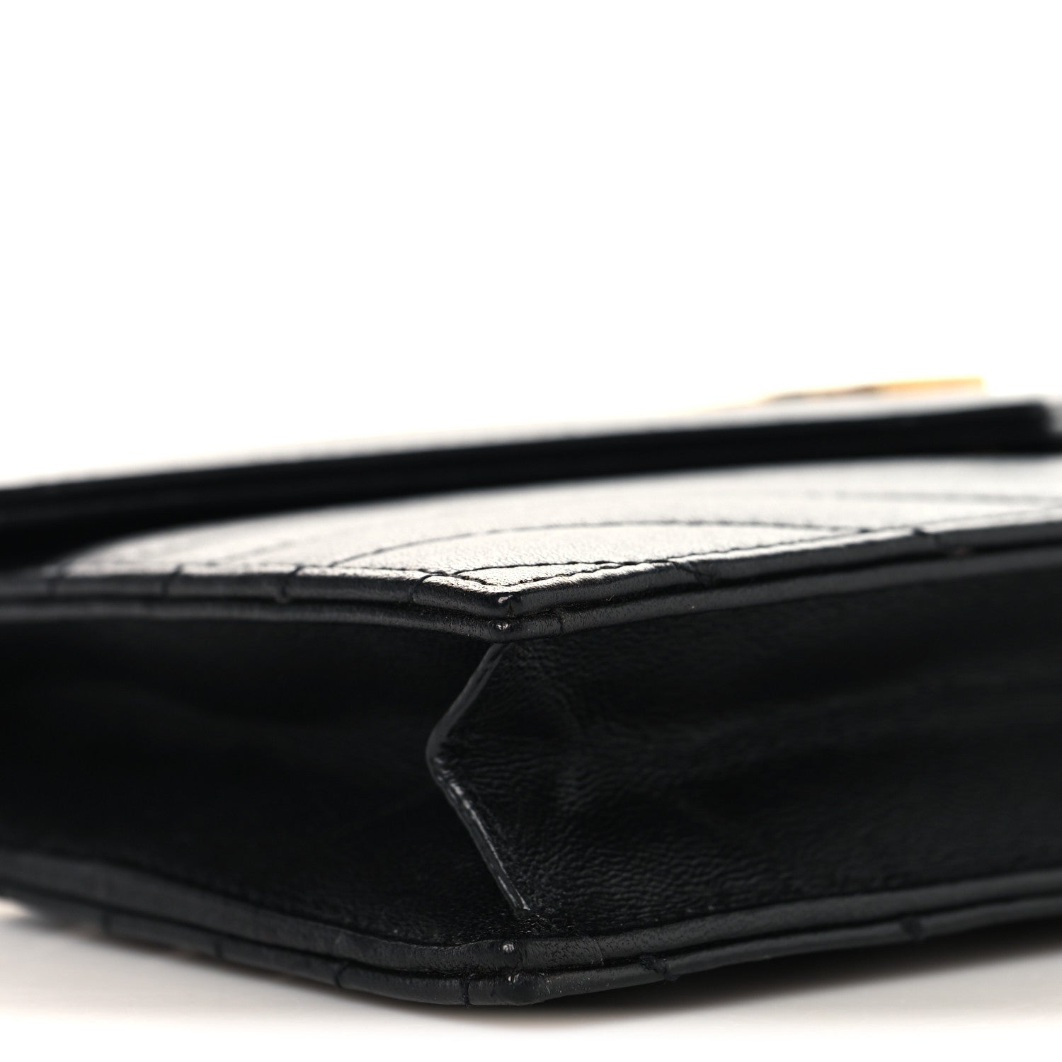 Saint Laurent Calfskin Matelasse Chevron Monogram Envelope Chain Wallet Black 8 of 9