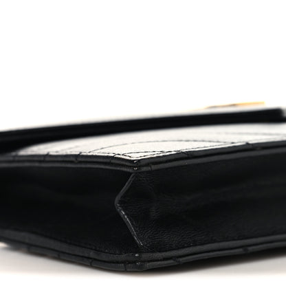 Saint Laurent Calfskin Matelasse Chevron Monogram Envelope Chain Wallet Black 8 of 9
