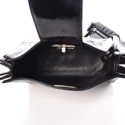 Chanel Patent Mademoiselle Lock Convertible Wrist Clutch Bag Black 6 of 11