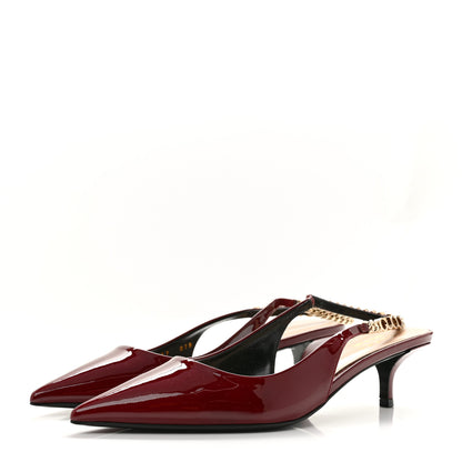 Gucci Vernice Crystal Nappa Charlotte Signoria 45mm Slingback Pumps 37 Rosso Ancora 4 of 10