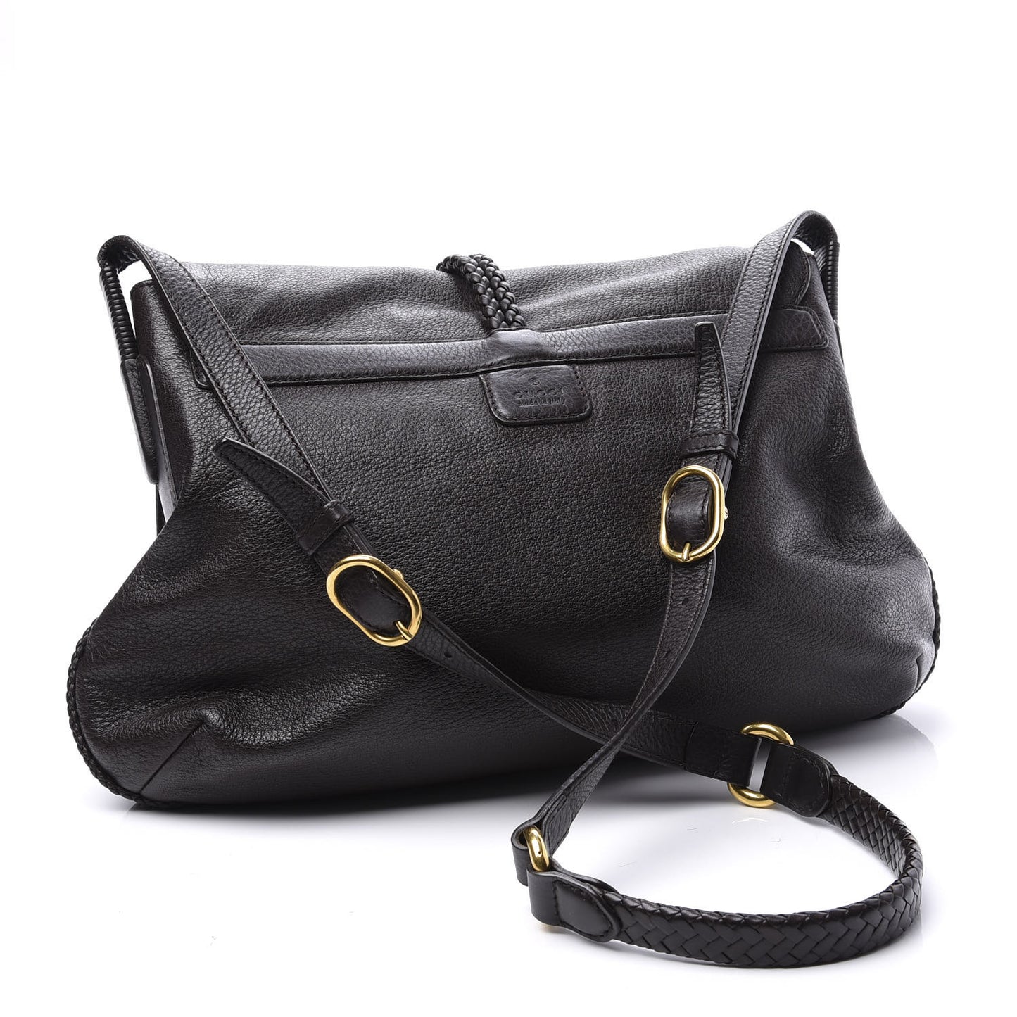 Deerskin Hip Bamboo Messenger Bag Dark Cocoa