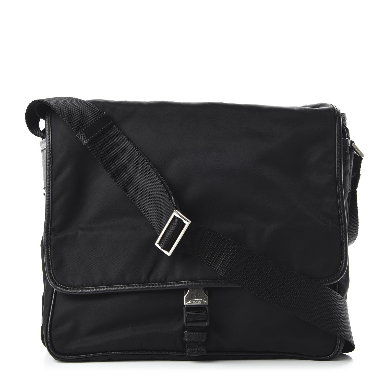 Prada Tessuto Nylon Saffiano Messenger Satchel Black 1 of 8