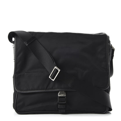 Prada Tessuto Nylon Saffiano Messenger Satchel Black 1 of 8