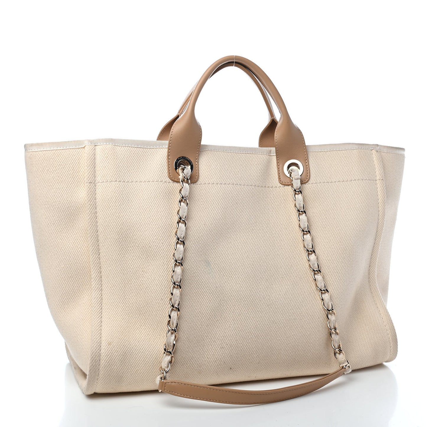 Canvas Pearl Medium Deauville Tote Ecru Beige