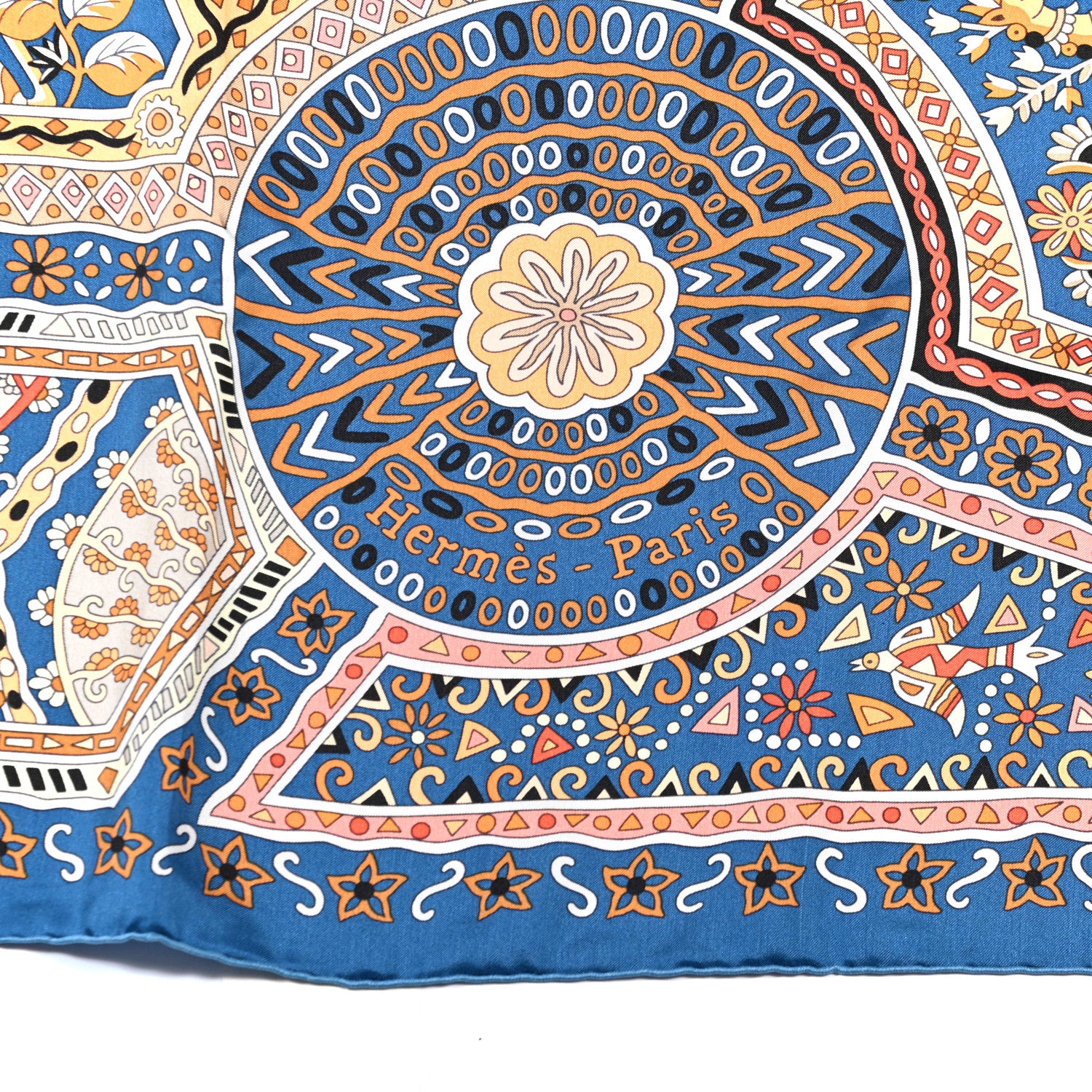 Hermes Silk Les Chemins Secrets Scarf 140 Petrole Beige Marine 3 of 4