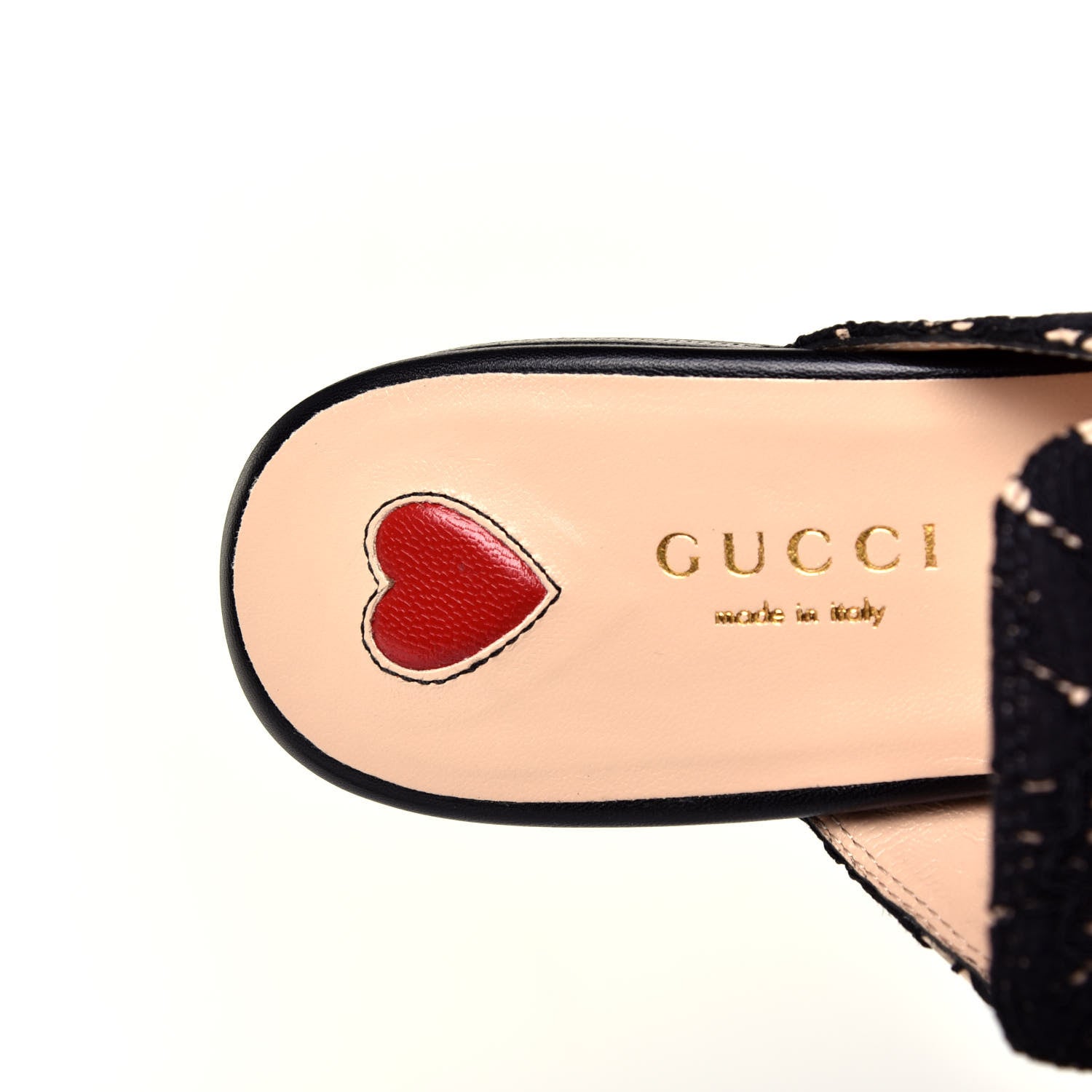 Gucci Lace Malaga Kid Womens Princetown Slippers 35 Black Skin Rose 5 of 10