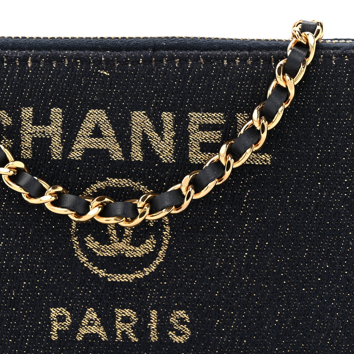 Chanel Canvas Small Deauville Clutch With Chain Navy 11 of 13