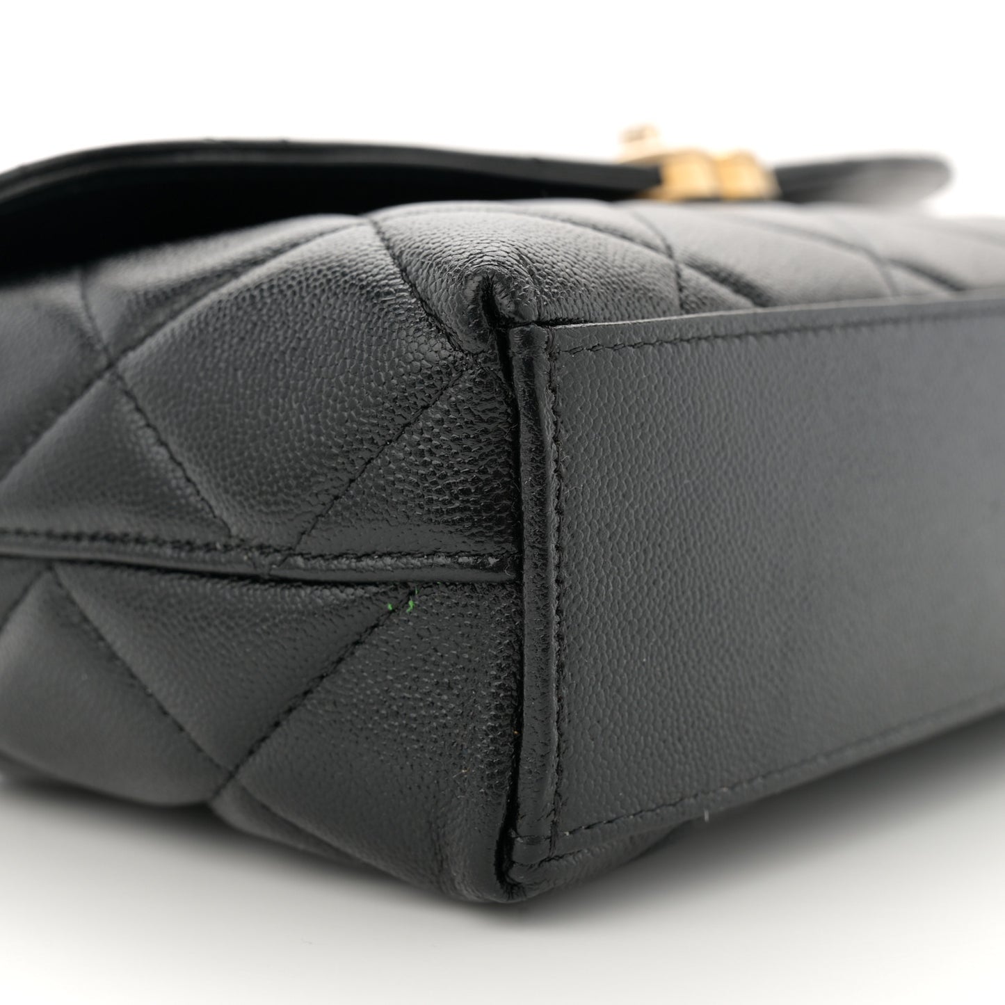 Shiny Caviar Quilted Small Flap Bag Black