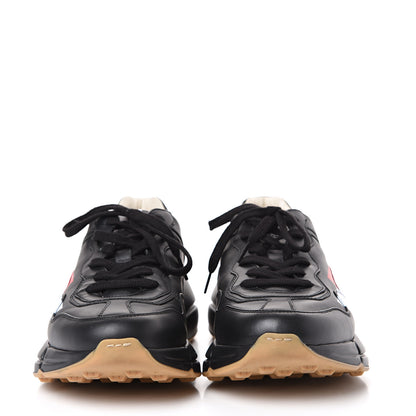 Gucci Calfskin Web Printed Mens Rhyton Sneakers 8 Black 2 of 10