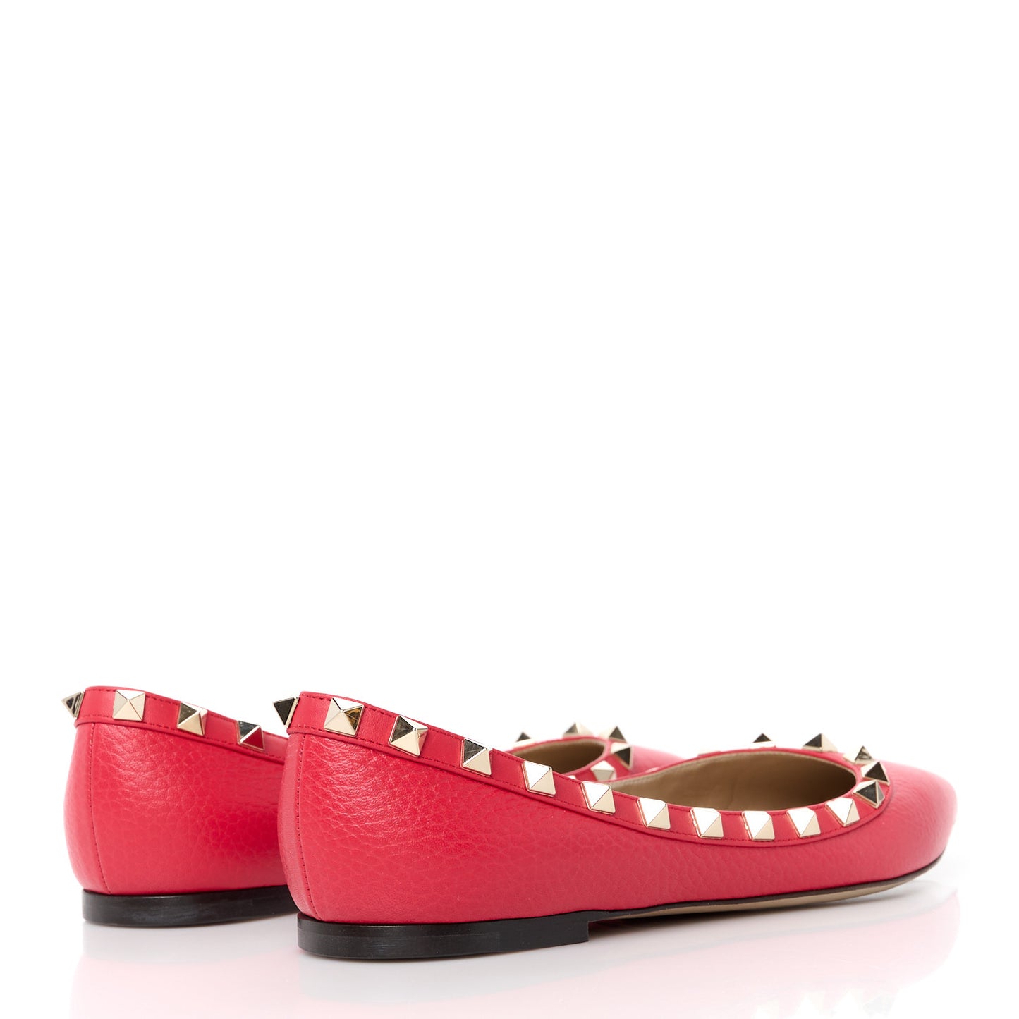 Pebbled Calfskin Rockstud Ballerina Flats 37 Fragola