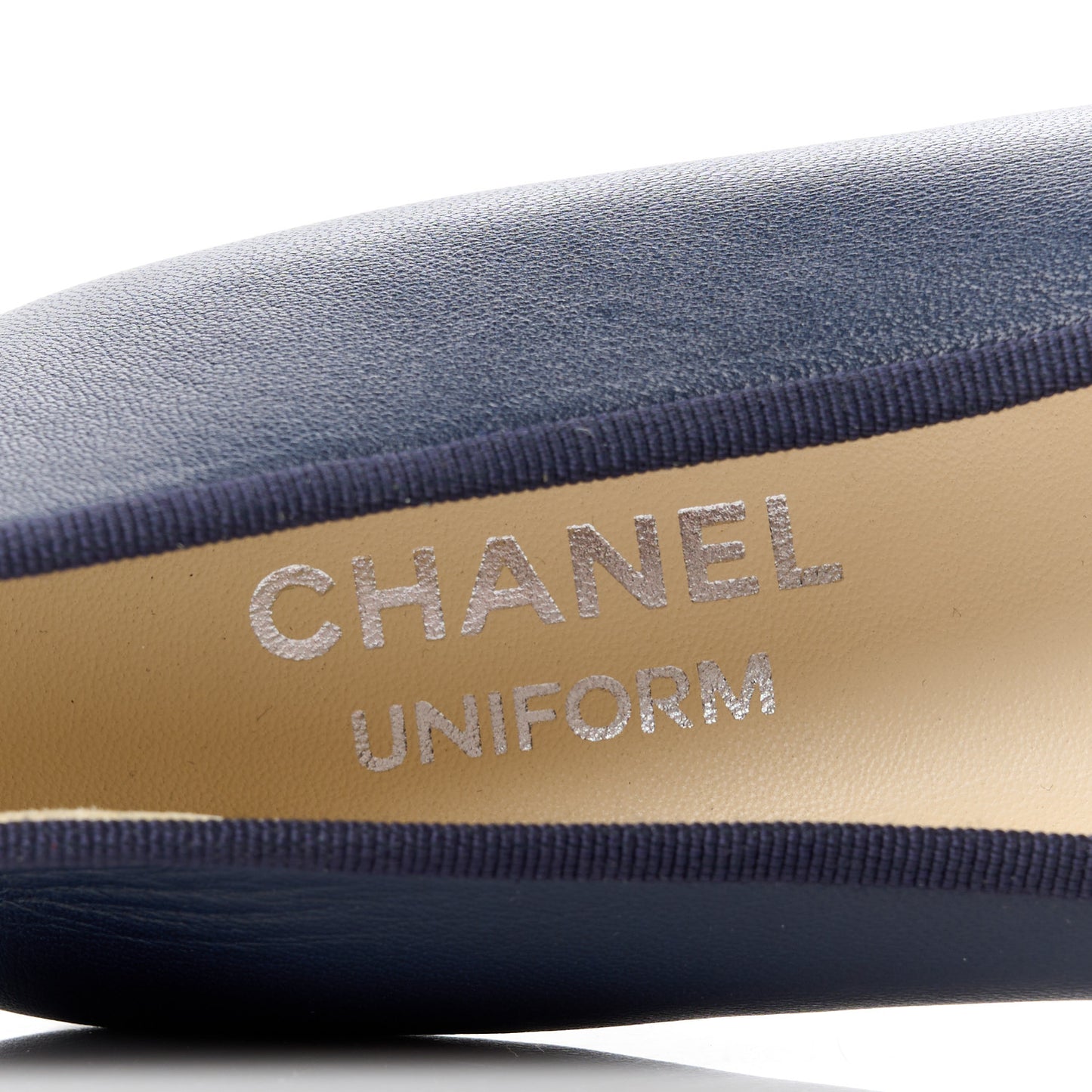 Lambskin CC Cap Toe Ballerina Flats 38 Navy