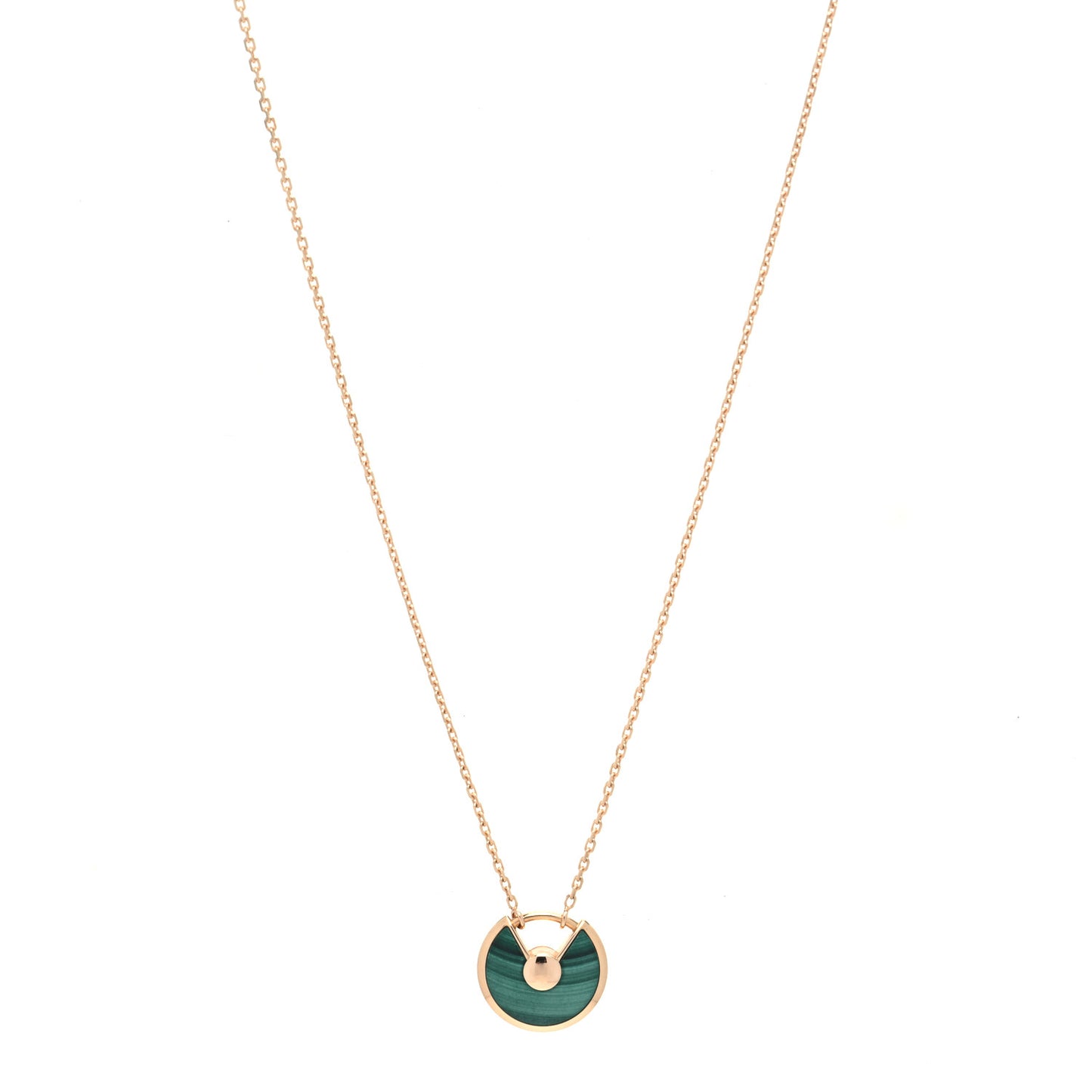 18K Yellow Gold Diamond Malachite XS Amulette de Cartier Pendant Necklace
