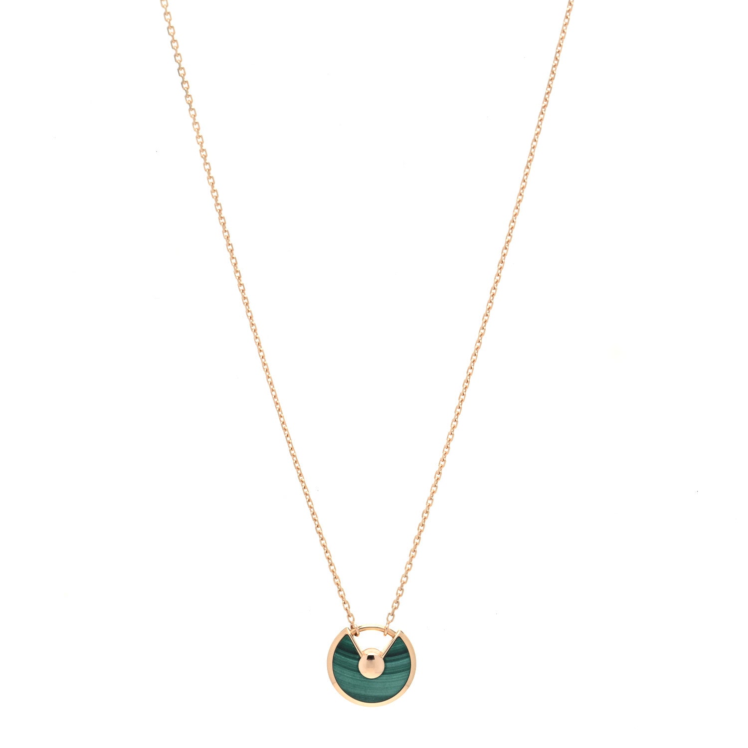 Cartier 18K Yellow Gold Diamond Malachite XS Amulette de Cartier Pendant Necklace 4 of 6