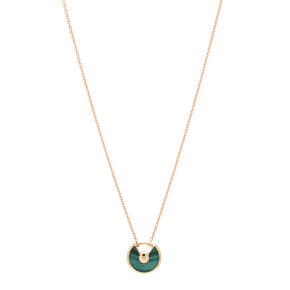Cartier 18K Yellow Gold Diamond Malachite XS Amulette de Cartier Pendant Necklace 4 of 6
