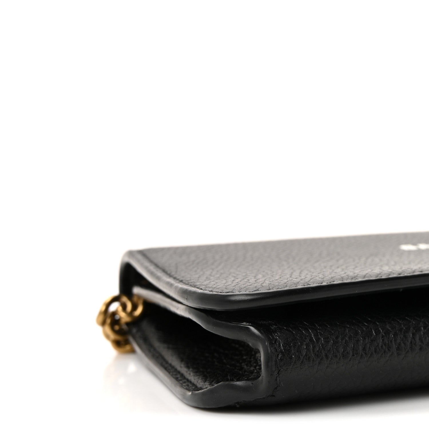 Balenciaga Grained Calfskin Logo Cash Phone Holder Wallet On Chain Black 8 of 10