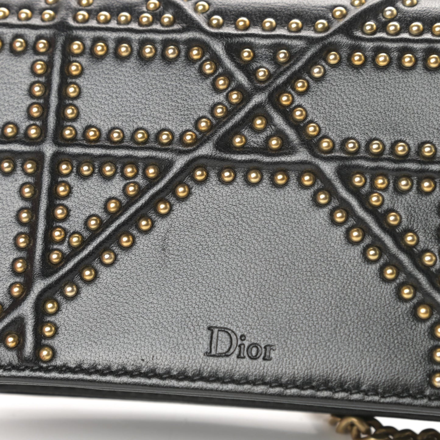 Lambskin Studded Micro Diorama Flap Bag Black
