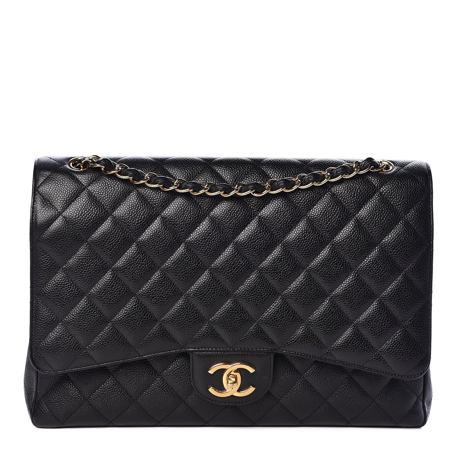 Caviar Quilted Maxi Double Flap Black