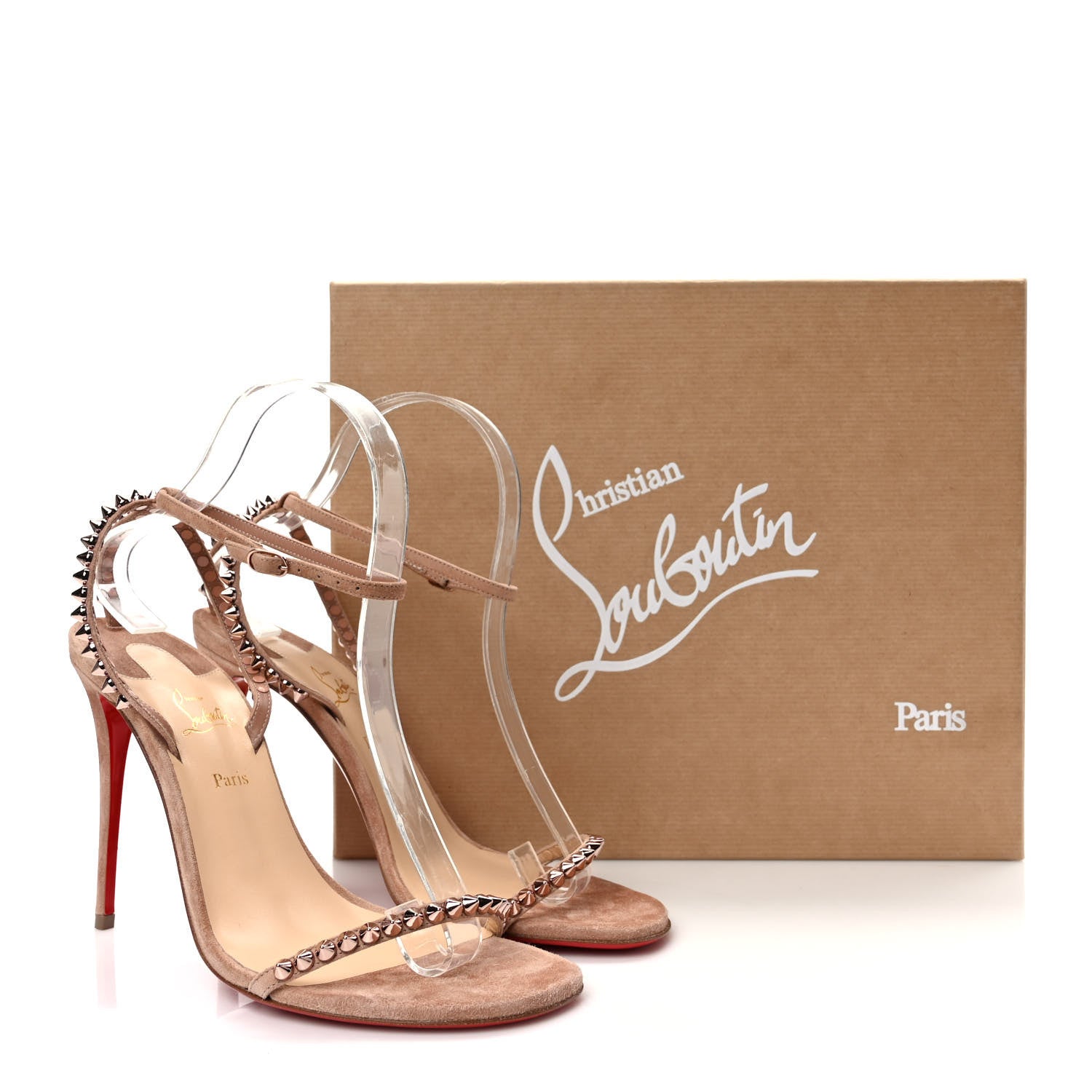 Christian Louboutin Veau Velour Spiked So Me 100 Sandals 38.5 Courtisane Bronze 8 of 8