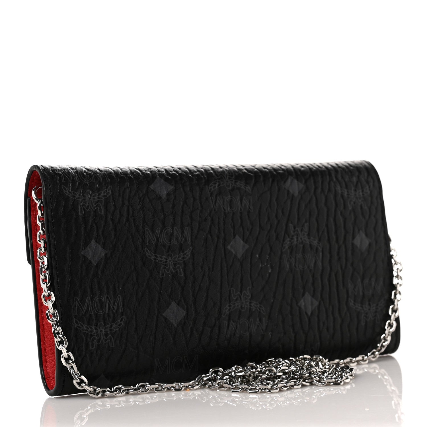 MCM Visetos Large Patricia Wallet On Chain Black Red 2 of 8