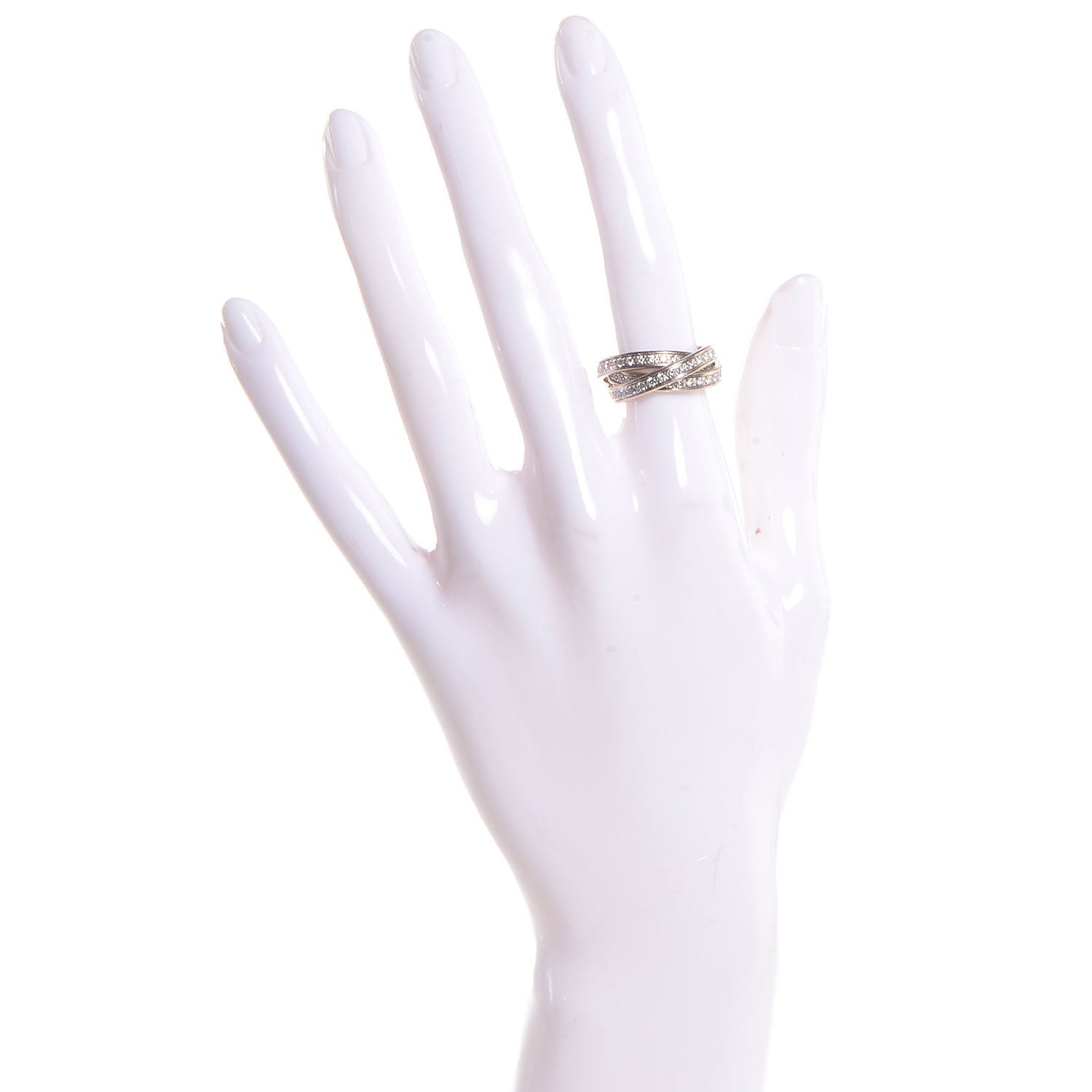 Cartier 18k White Gold Diamond Trinity Rolling Ring 49 5 2 of 7