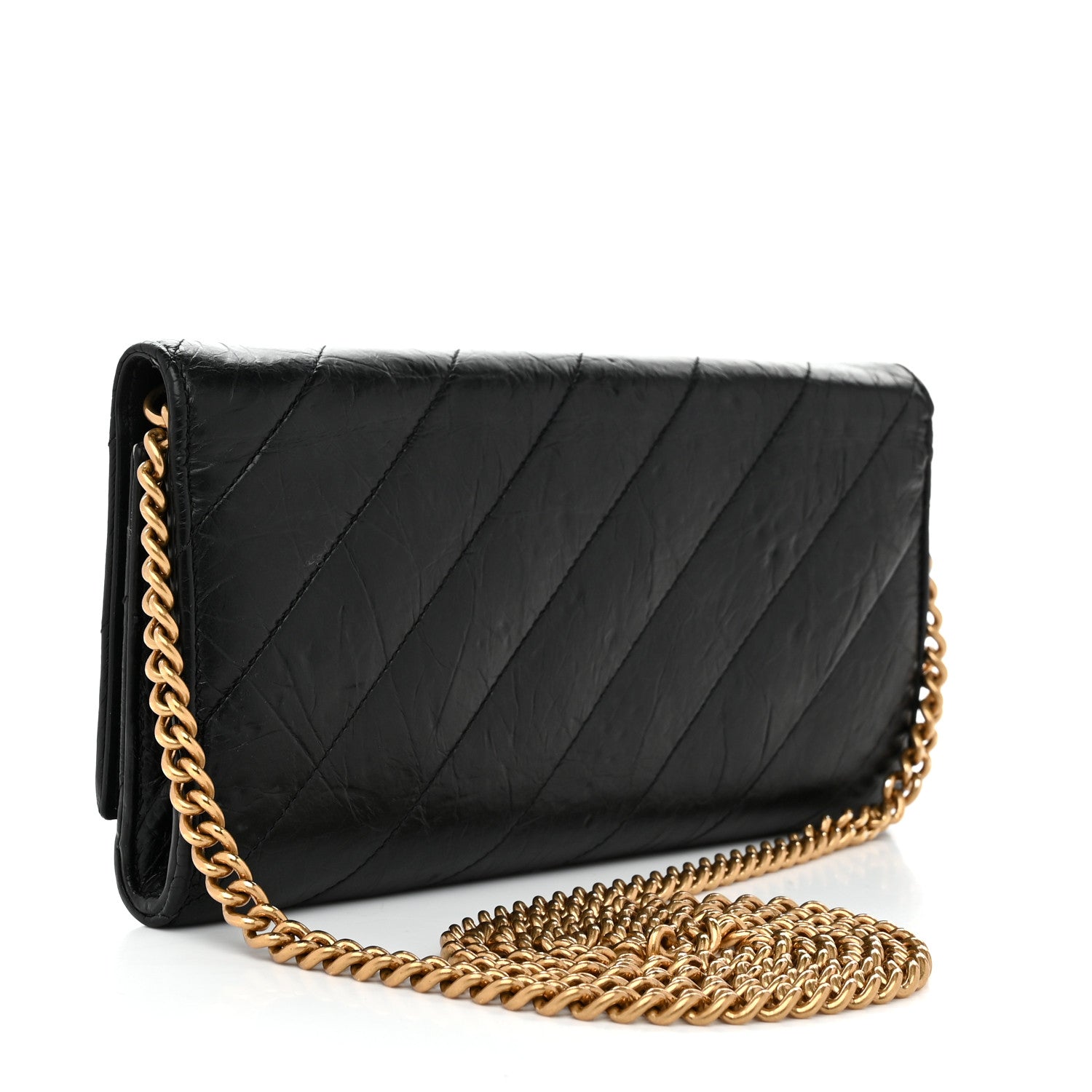 Balenciaga Calfskin Quilted Crush Wallet On Chain Black 3 of 11