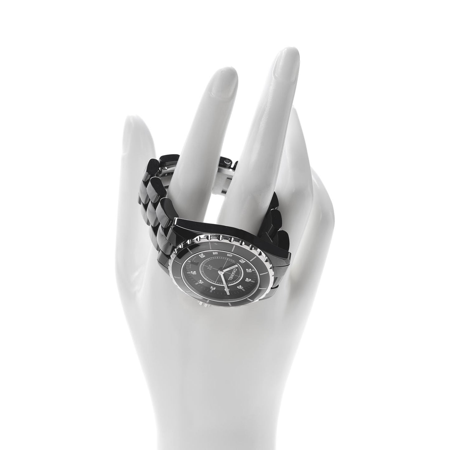 Stainless Steel Ceramic Diamond 38mm J12 Quartz Watch Black