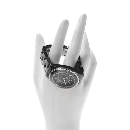 Chanel Stainless Steel Ceramic Diamond 38mm J12 Quartz Watch Black 2 of 8