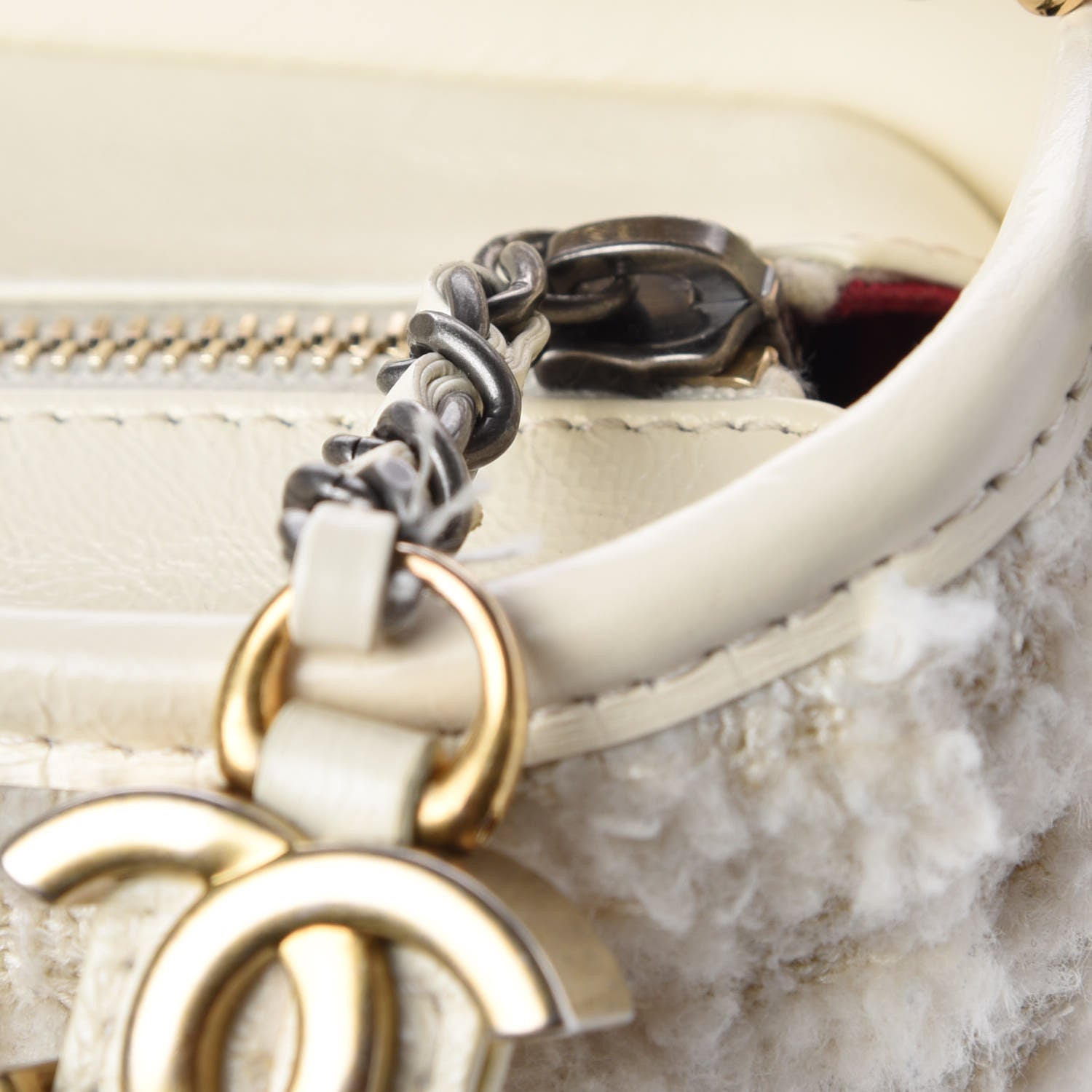 Chanel Tweed Calfskin Quilted Medium Gabrielle Hobo Ivory 10 of 10