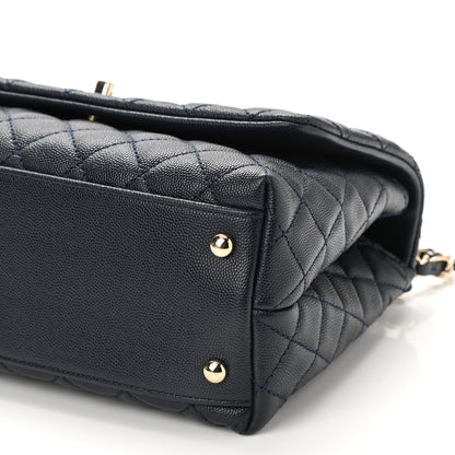 Chanel Caviar Lizard Quilted Small Coco Handle Flap Navy Blue 10 of 10