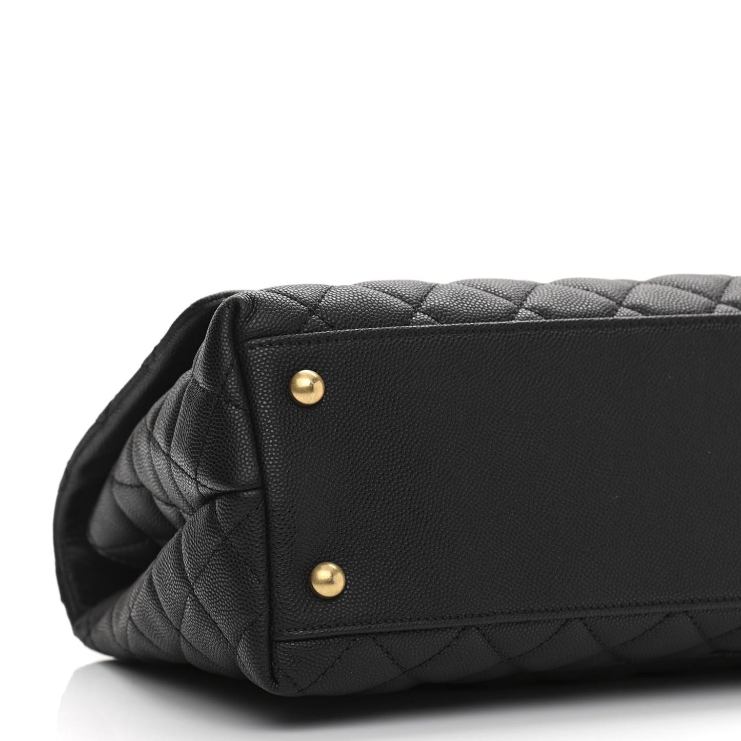 Caviar Lizard Embossed Quilted Small Coco Handle Flap Black