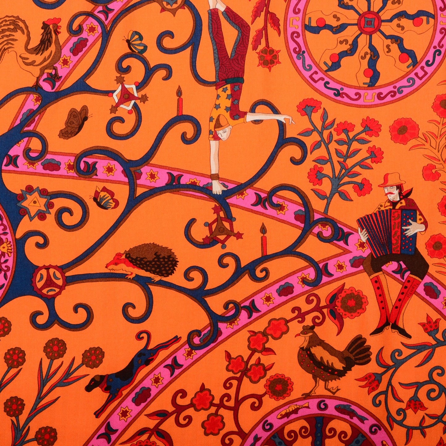 Cashmere Silk Peuple Du Vent Shawl 140 Rose Indien Orange Cobalt