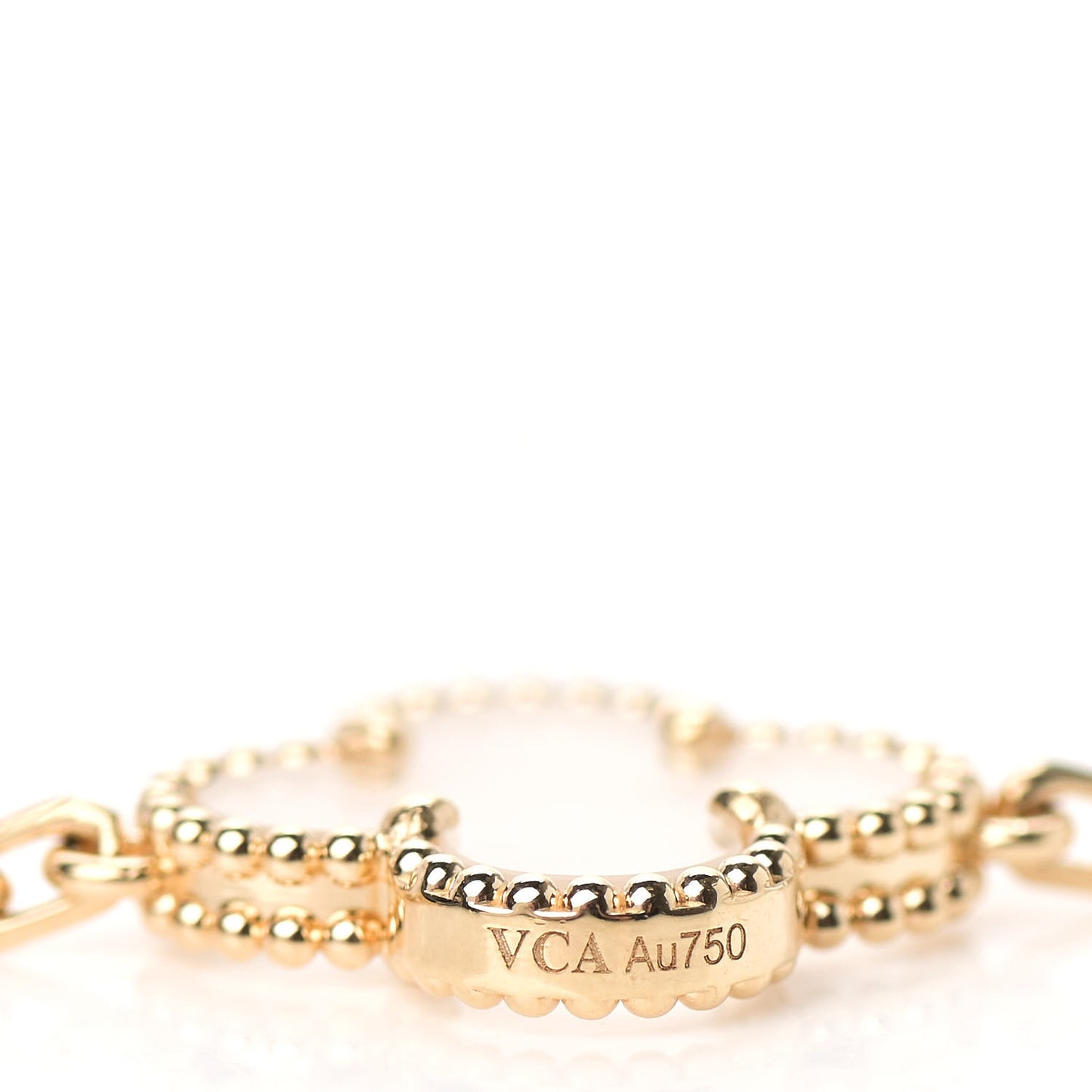 18K Yellow Gold Rock Crystal 5 Motifs Vintage Alhambra Bracelet