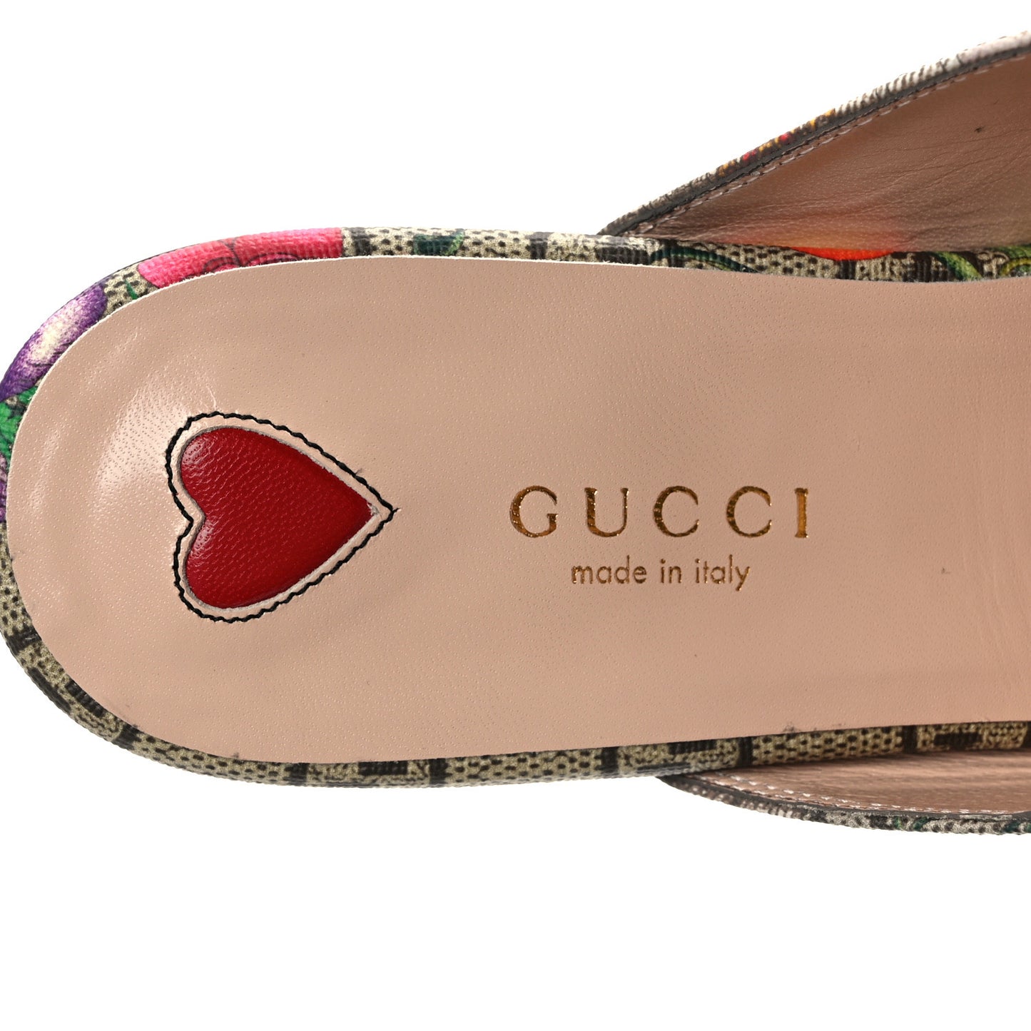 GG Supreme Monogram Flora Womens Princetown Slippers 37.5 Beige Ebony Multicolor Rosso