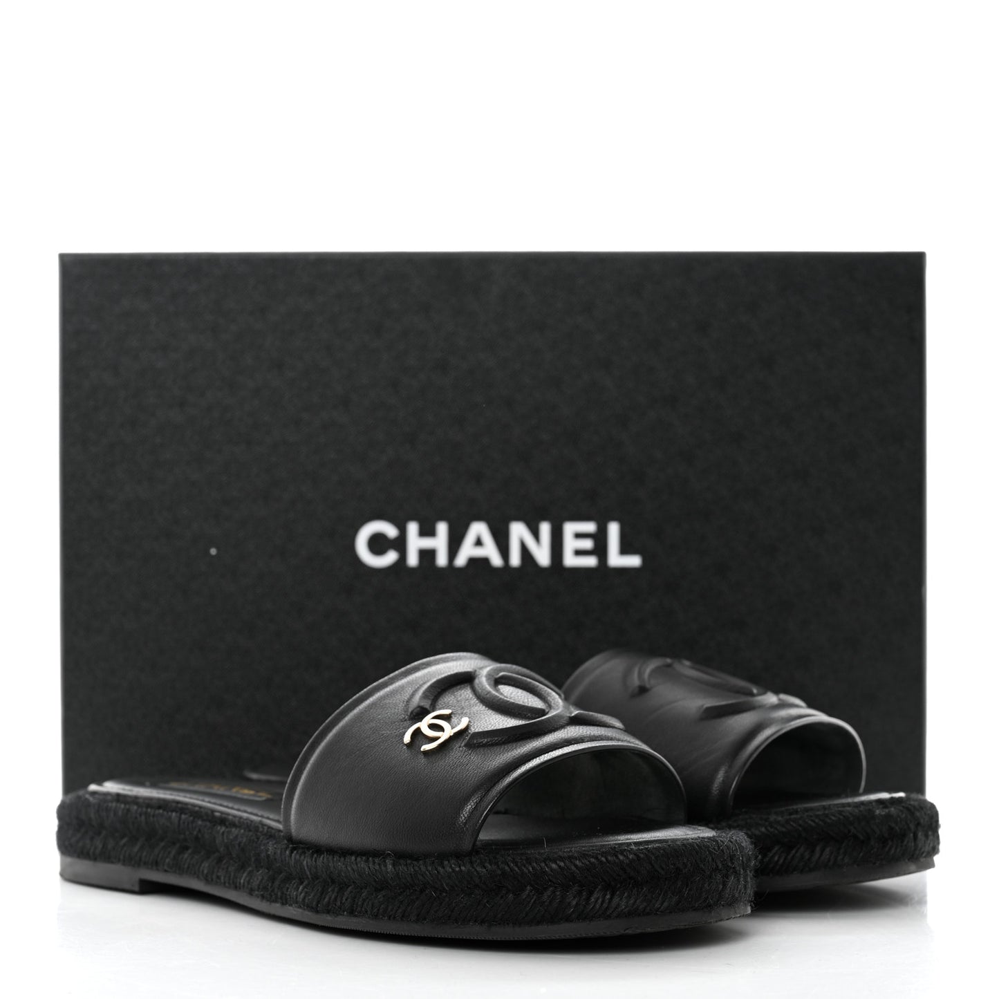 Lambskin Espadrille Mule Sandals 38 Black