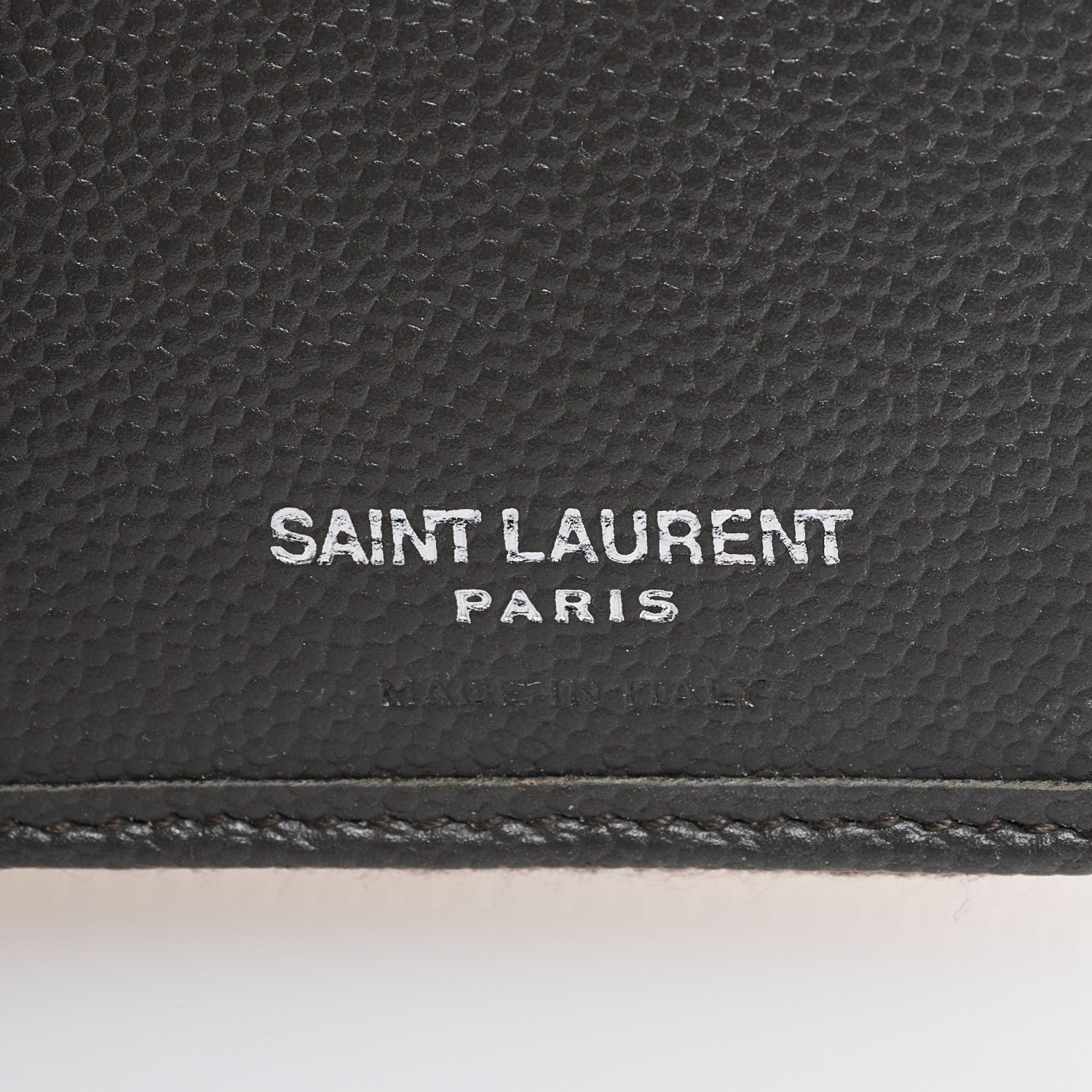 Saint Laurent Grain De Poudre Matelasse Chevron Monogram Compact Zip Around Wallet Fog 6 of 6