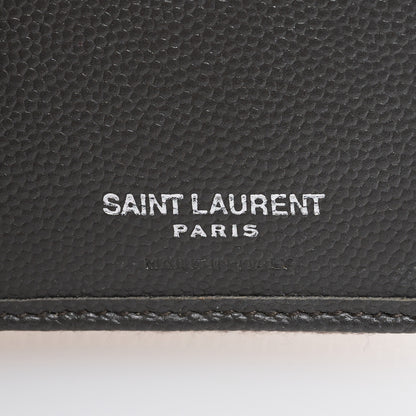 Saint Laurent Grain De Poudre Matelasse Chevron Monogram Compact Zip Around Wallet Fog 6 of 6
