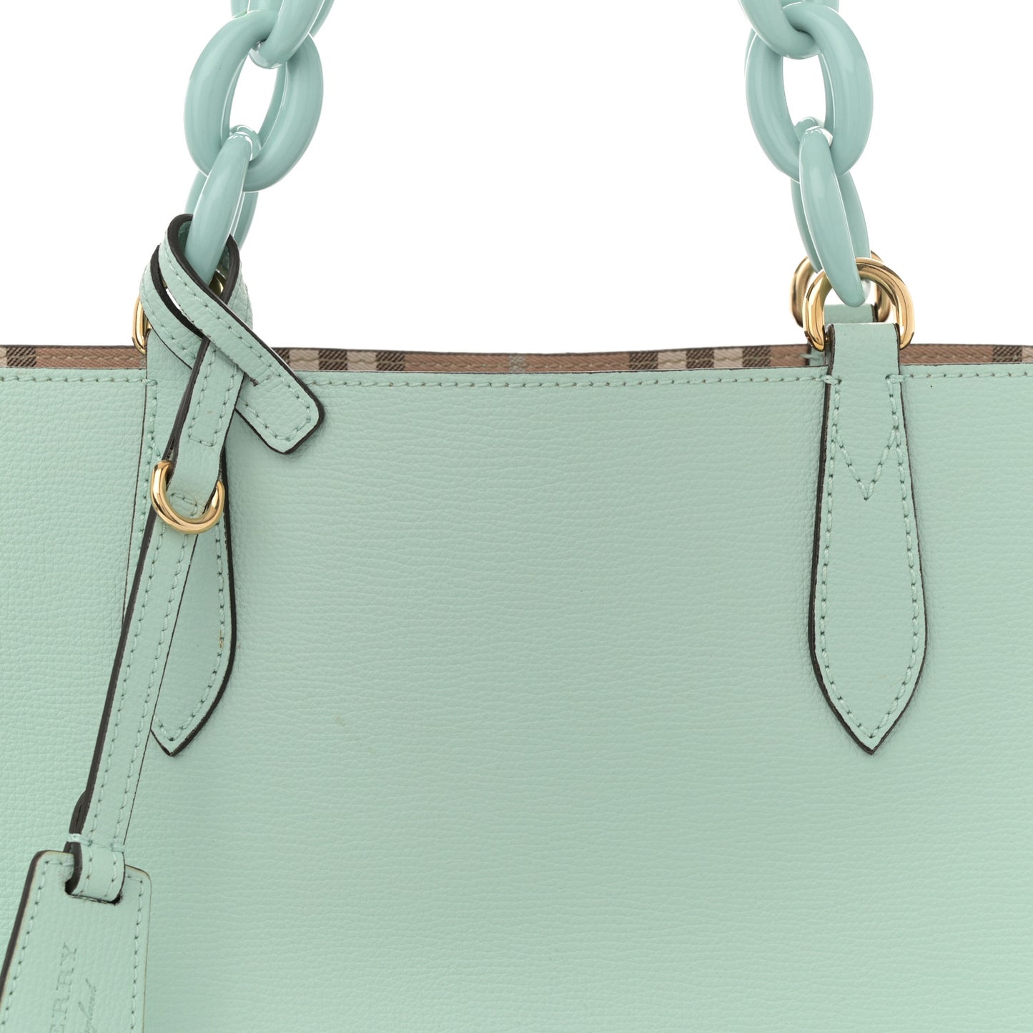 Calfskin Haymarket Check Small Reversible Tote Pale Opal