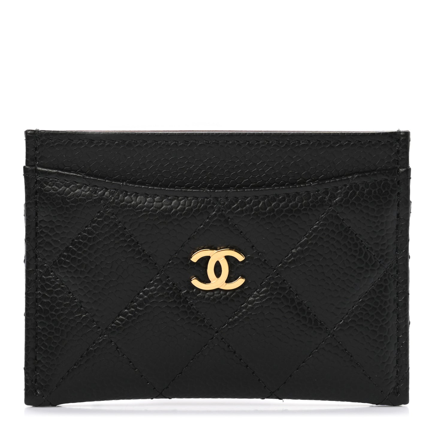 Caviar Quilted Card Holder Black
