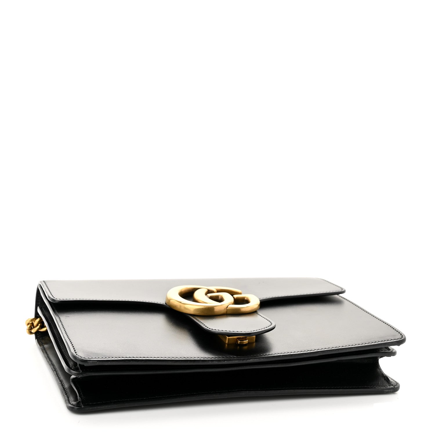 Gucci Knight Calfskin Medium GG Marmont Chain Handle Bag Black 3 of 9