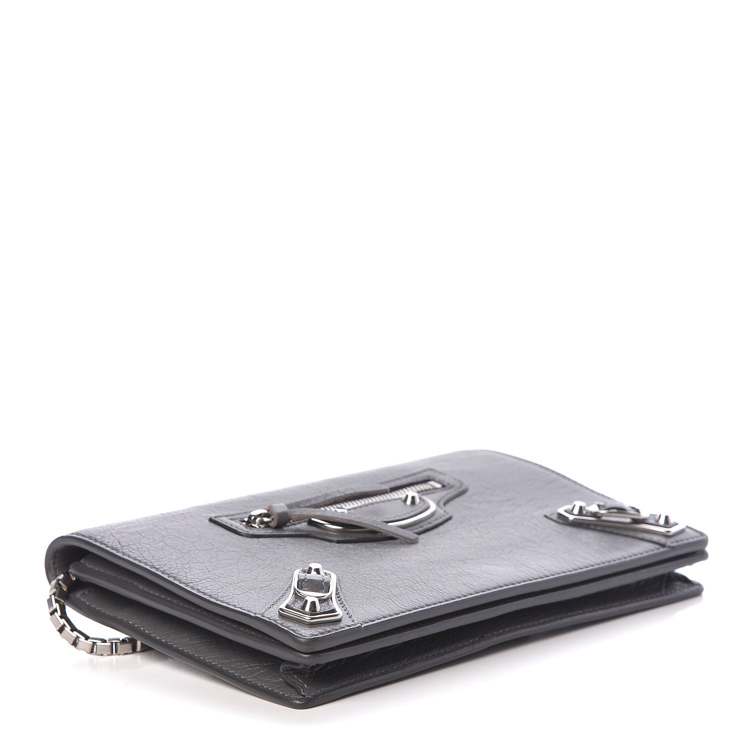 Balenciaga Agneau Silver Metallic Edge Hardware Wallet On Chain Grey 4 of 14