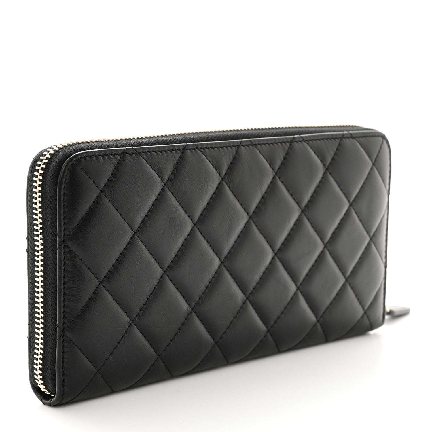Chanel Aged Calfskin Quilted Lucky Charms 2.55 Reissue Zip Around Wallet Black 3 of 8