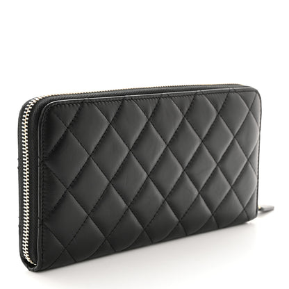 Chanel Aged Calfskin Quilted Lucky Charms 2.55 Reissue Zip Around Wallet Black 3 of 8