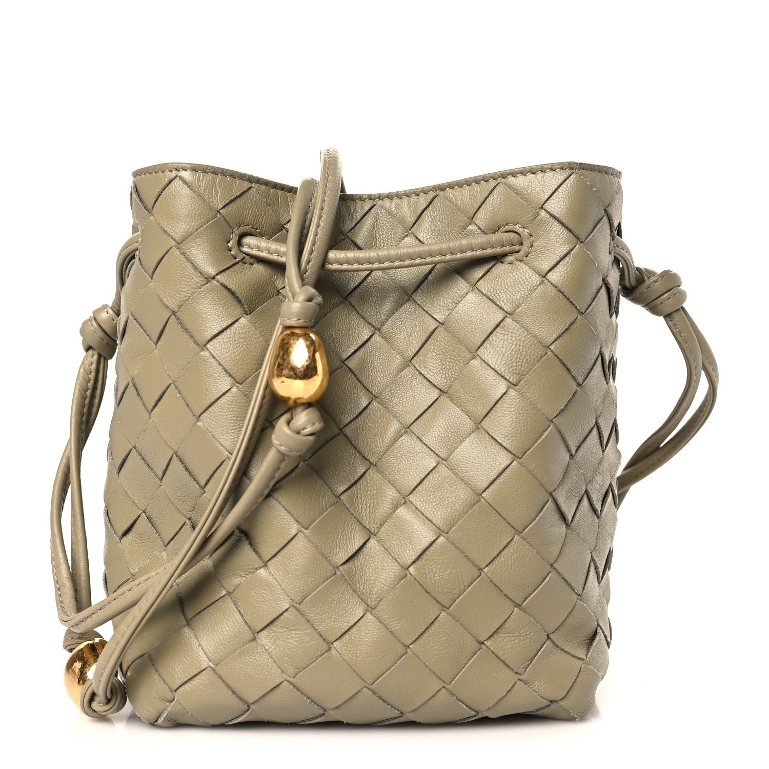 Bottega Veneta Nappa Intrecciato Small Drawstring Bucket Bag Travertine 1 of 8
