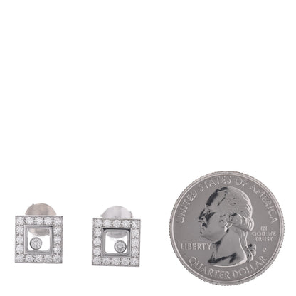 Chopard 18K White Gold Happy Diamonds Square Earrings 2 of 4