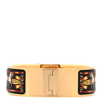 Hermes Stainless Steel Enamel 19mm Printed Horse Loquet Quartz Watch Black 3 of 5
