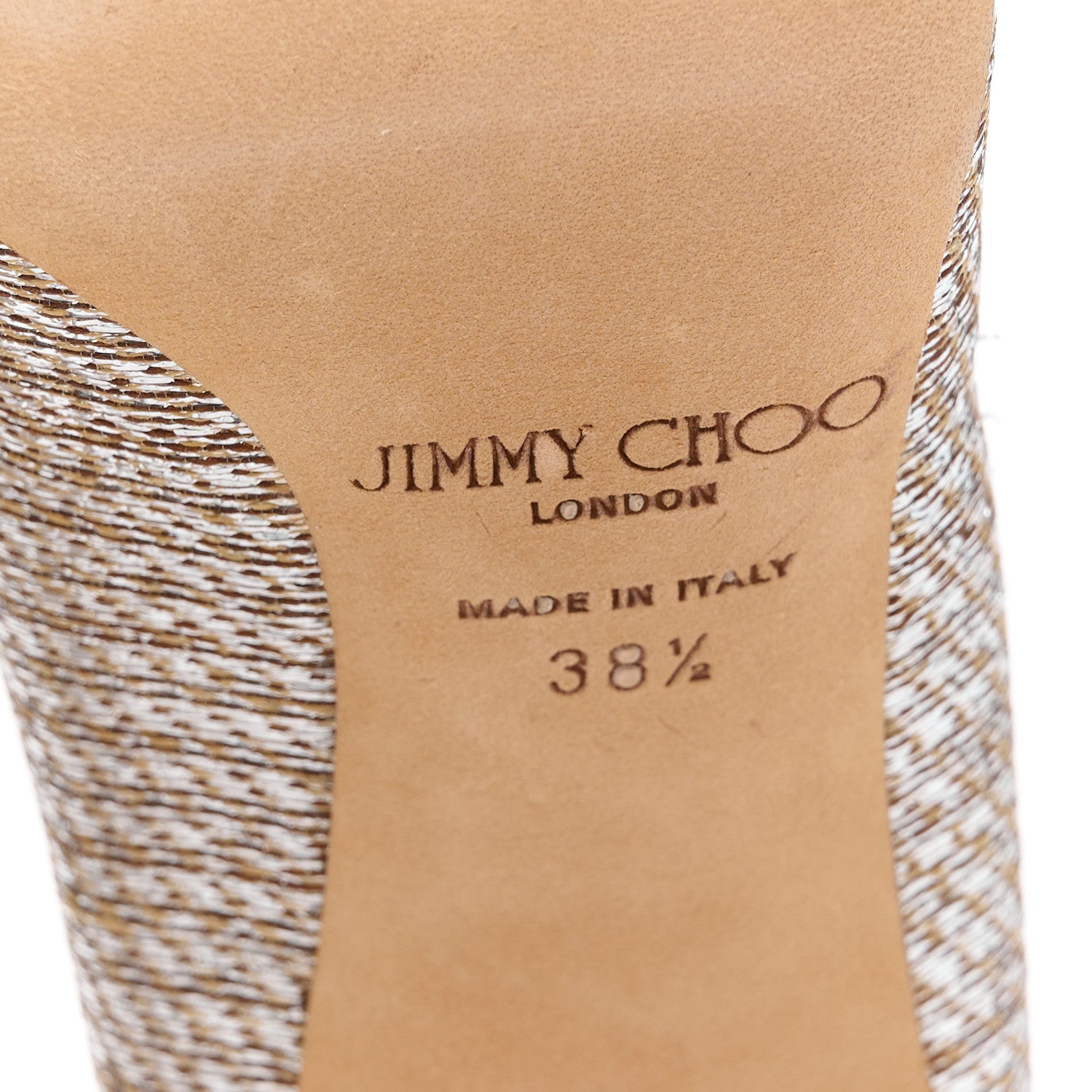 Jimmy Choo Metallic Lame Fabric Crystal Bow Veil 100 Pumps 38.5 Champagne 8 of 9