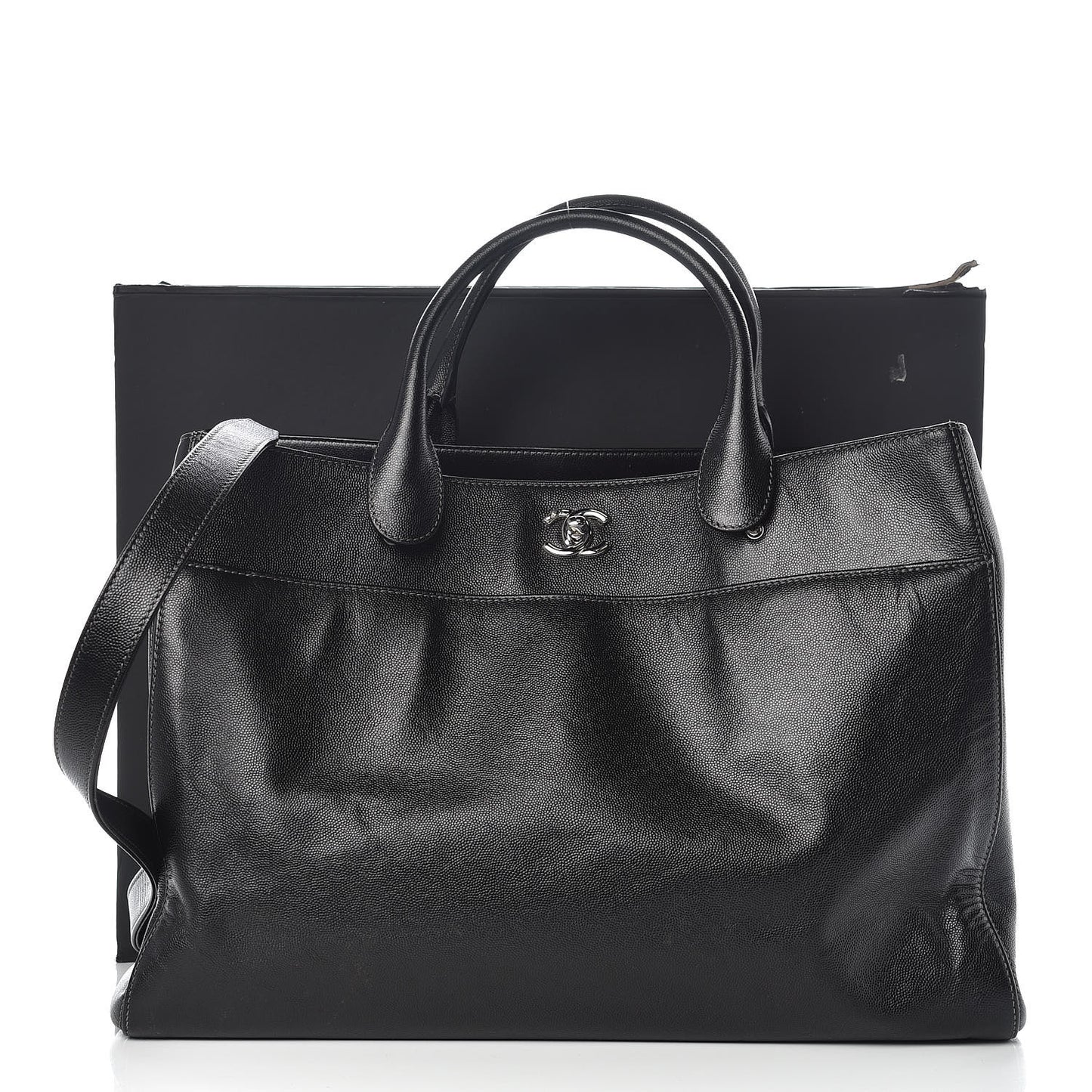 Caviar Large Cerf Executive Shopper Tote Black